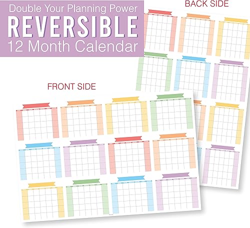 Miniatura 5 de Colorido calendario de borrado en seco de 12 meses para pared, calendario grande de pared de pizarra blanca, calendario de pared grande de borrado