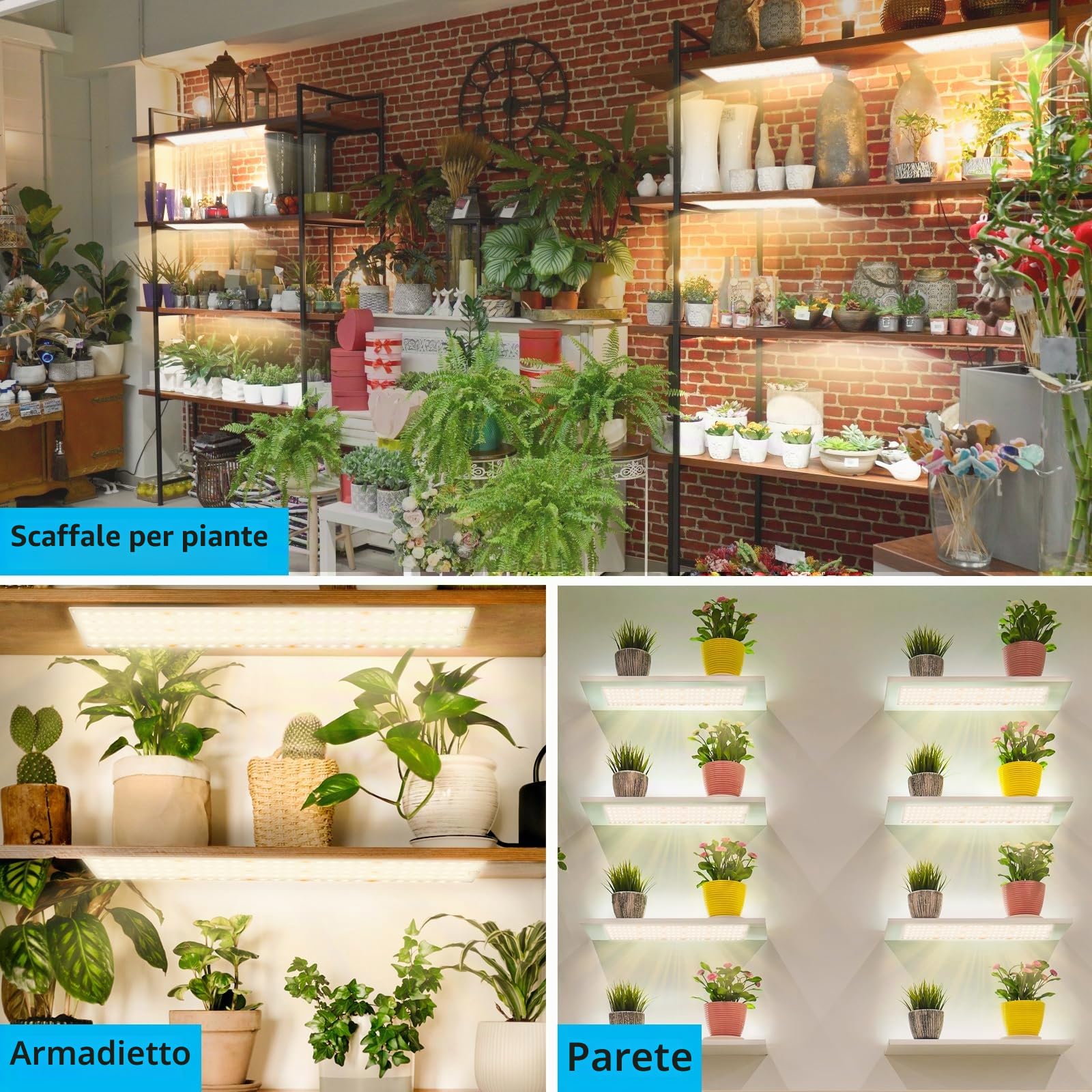 FIVAVA LED Luce per Piante da Interno Spettro Completo, 135 LEDs x 4pcs Lampada per Piante, Grow Light Ldeale per Piante da Interno, Iampada Piante con Timer 3/9/12 Ore, 10 Luminosità