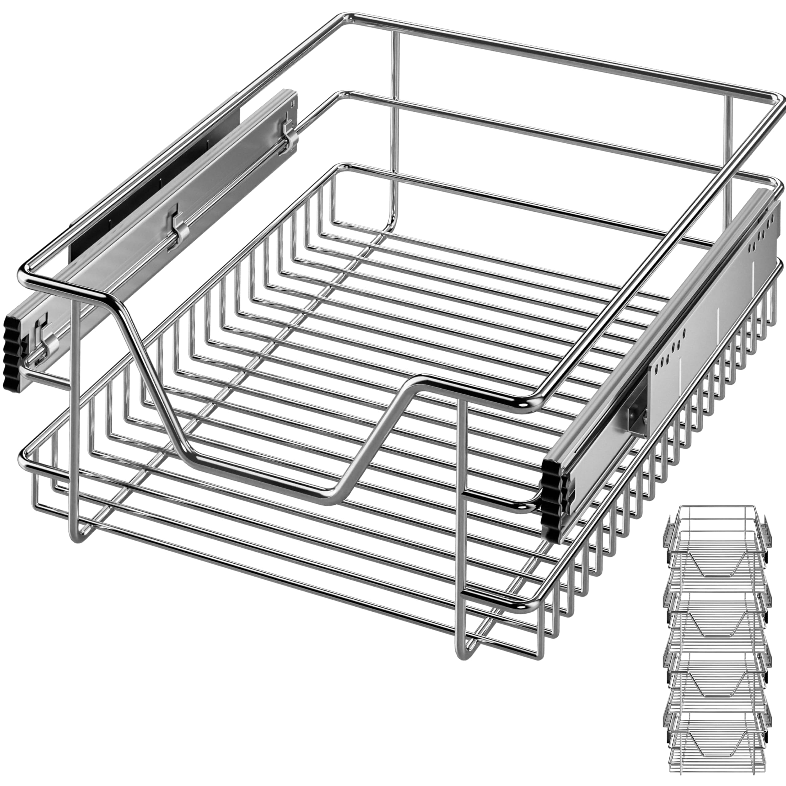 CASARIA® 4x Cajón Telescópico Armario Cocina 40cm Extraíble Carga 20Kg