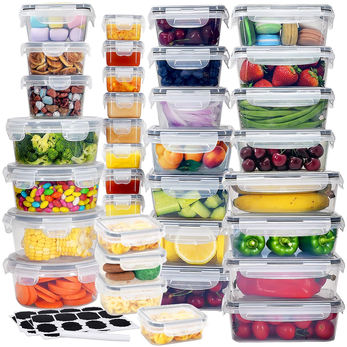 34 Pack Airtight Food Storage Containers Set, BPA free Meal Prep Containers & Lunch Boxes, Freezer Containers, Fridge & Kitchen Organizer with Snap Lock Leak-proof Lids