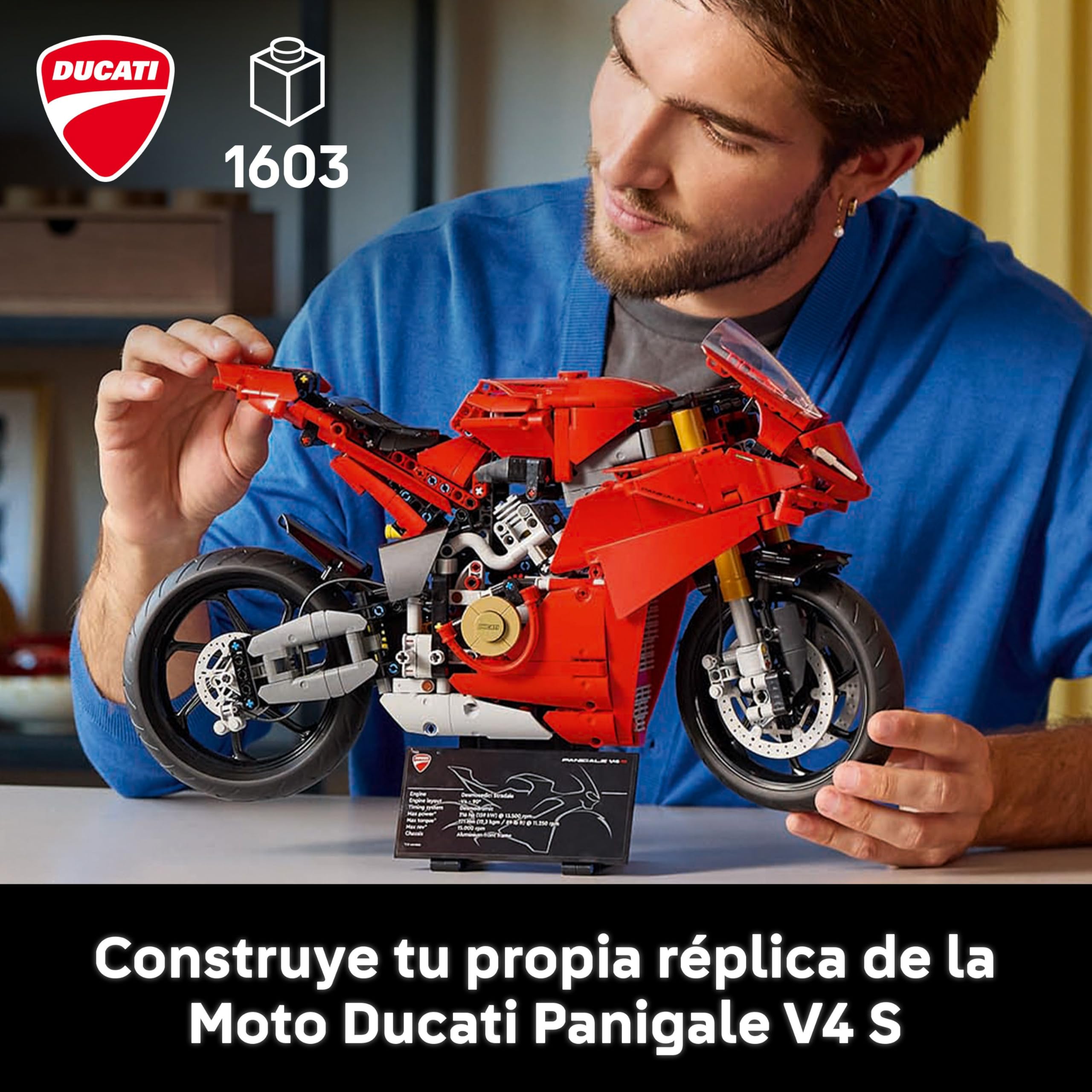 LEGO Technic Moto Ducati Panigale V4 S Maqueta para Construir para Adultos, Kit de Maquetas como Regalo para Pareja, Novios y Padres Fans de Las Motos, Decoración Hogar y Oficina 42202