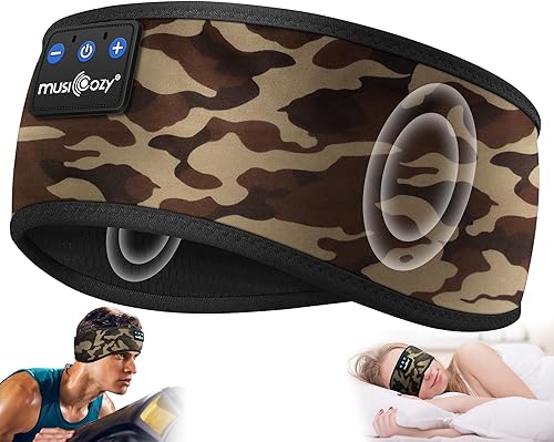 MUSICOZY Auriculares para dormir Bluetooth 5.2, auriculares deportivos inalámbricos resistentes al sudor, auriculares para dormir con altavoz