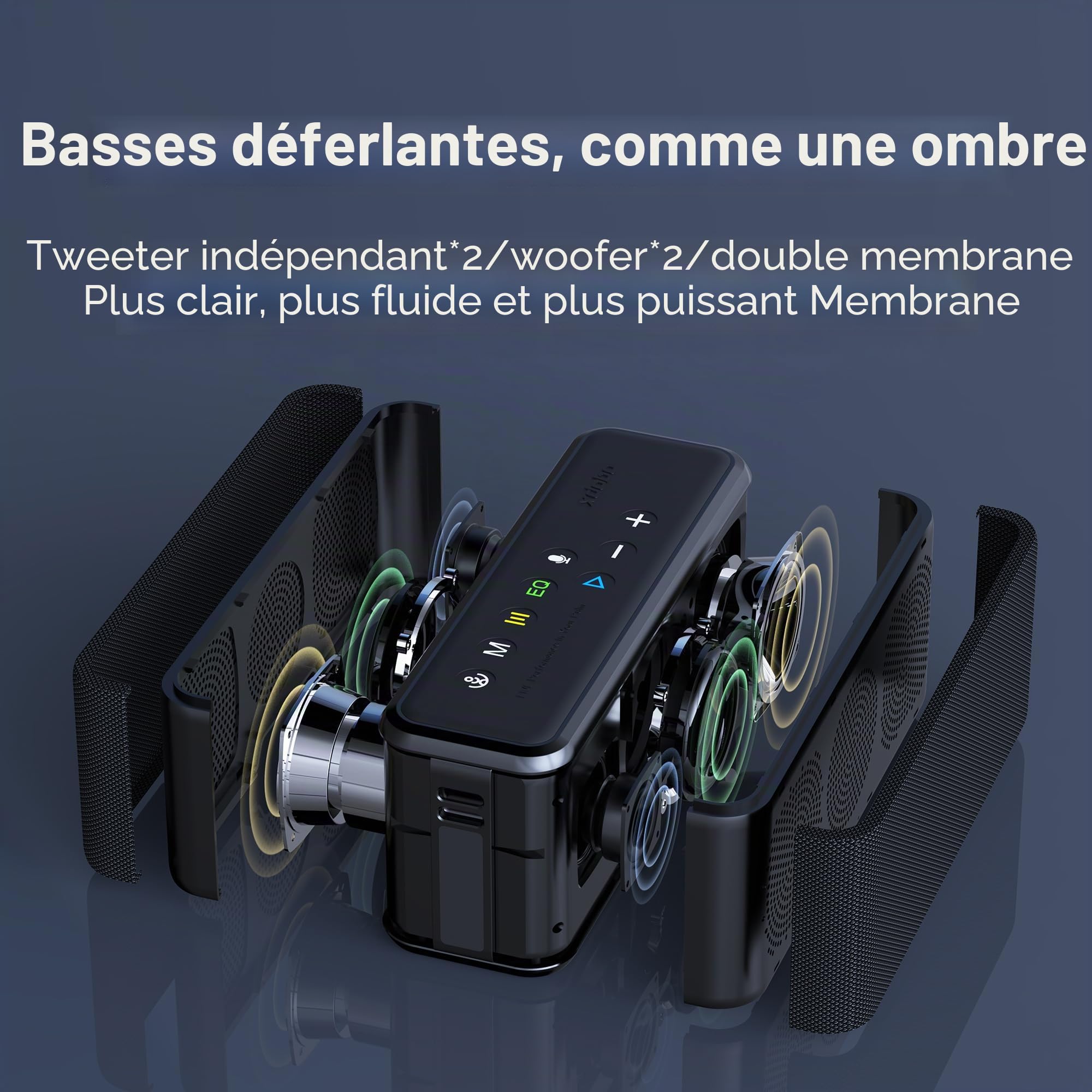 XDOBO X8 Max Haut-parleur Bluetooth portable sans fil avec son stéréo pour extérieur, haut-parleurs étanches pour ordinateur de bureau, haut-parleurs Bassup avec son Surround 360° de graves