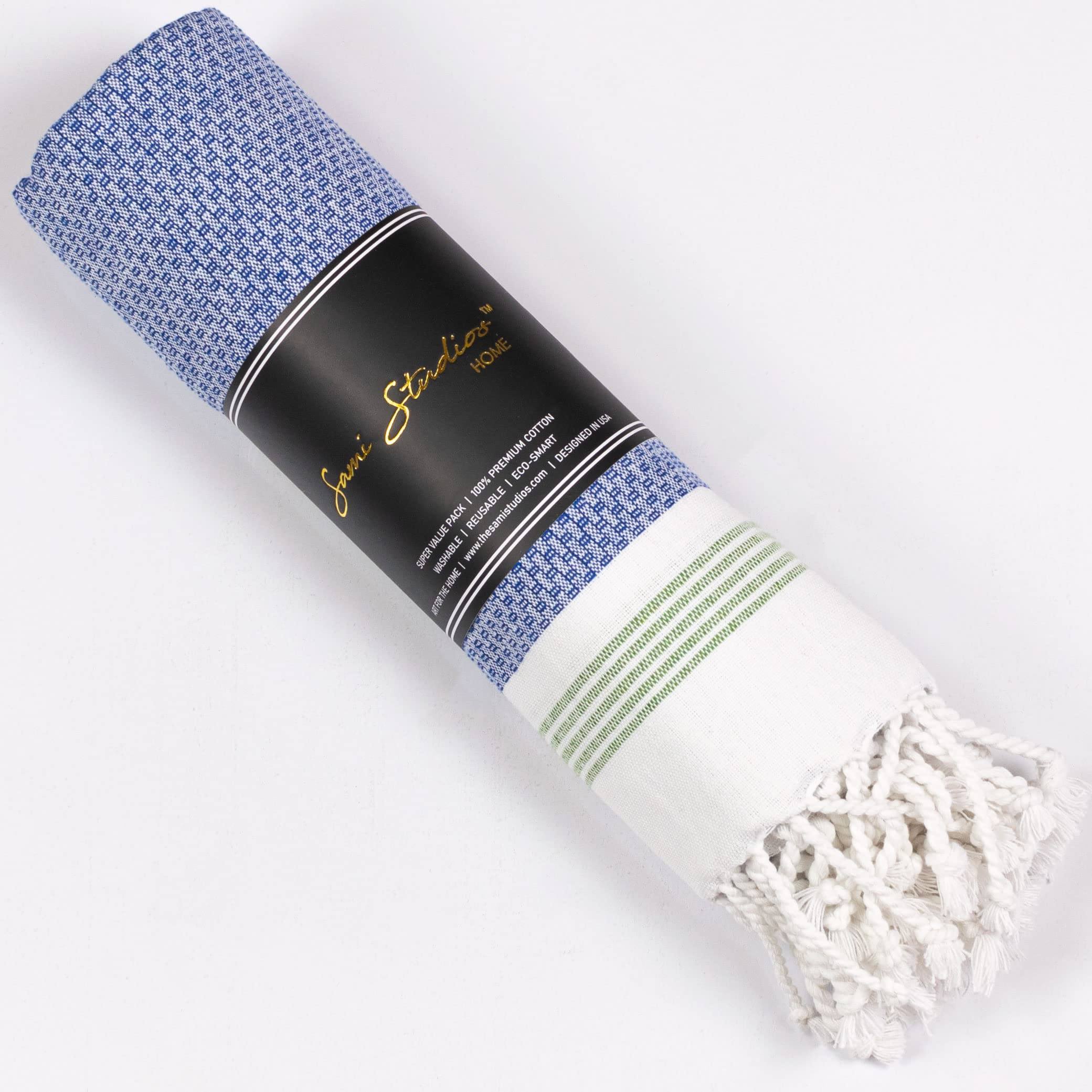 100% Cotton Premium Ultra Soft Extra Large Super Absorbent Bath Towel with Fringes | Full Size Quick Dry Towels for Bath, Beach, Pool, Travel and Yoga, 75x150 cms, 1 Pc, Blue & Green