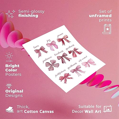 Miniatura 2 de Arte de pared de lazo rosa de moda, acuarela, lazo rosa claro, pósteres de lienzo Balletcore Girl Funky Coquette Preppy impresiones estéticas