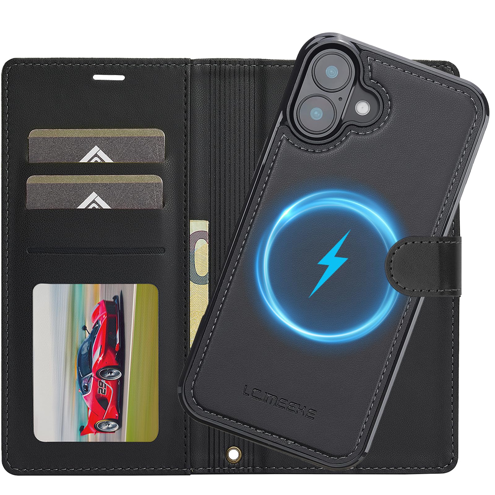 Étui iPhone 16 Plus Coque Protection Cuir Portefeuille Aimanté RFID - 8