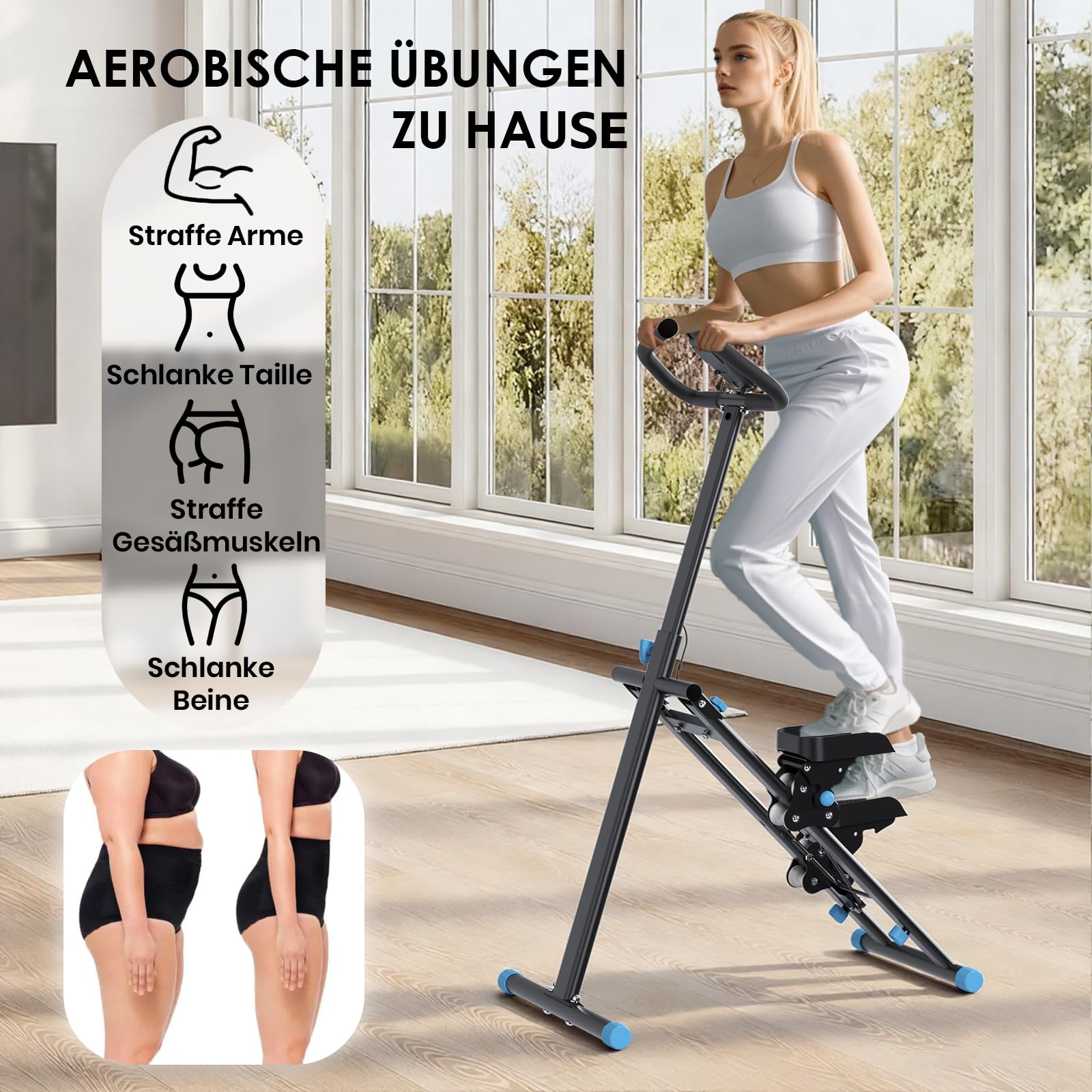 Mdeam Stair Stepper für Zuhause, Vertikaler Stepper mit Erweitertem Schrittbereich, Klappbarer Treppensteiger mit Haltegriff für Ganzkörper-Workout, Fitnessgerät für Home Büro