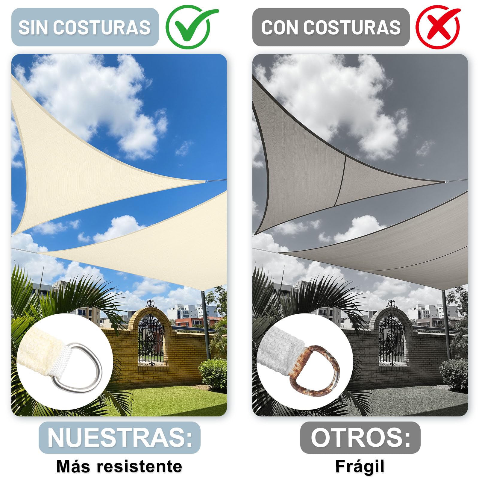 LOVE STORY Toldo Vela de Sombra 2x2m Rectangular Crema Toldos,Toldo de Tela Sombra Curvada,Transpirable Permeable (HDPE) con Protección 95% UV para Patio Exterior, Porche, Jardín