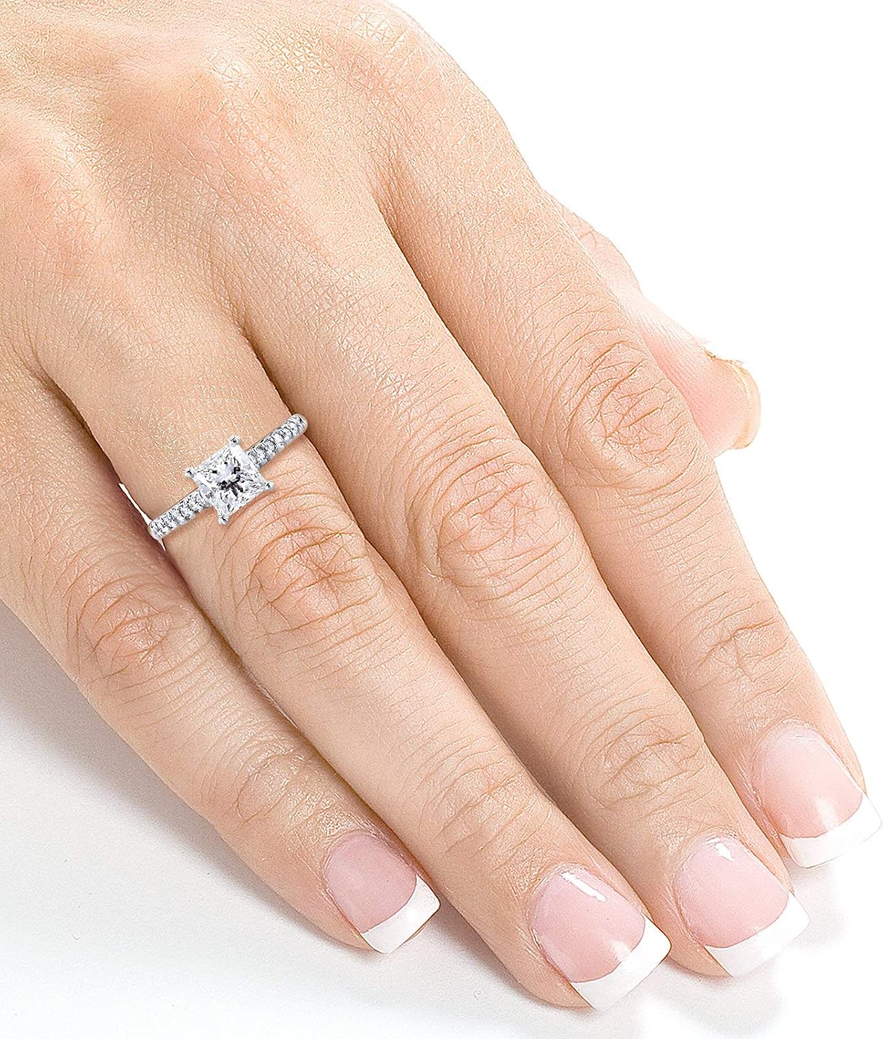 Kobelli Princess-Cut Diamond Engagement Ring 1 1/6 Carat (ctw) in 14k White Gold