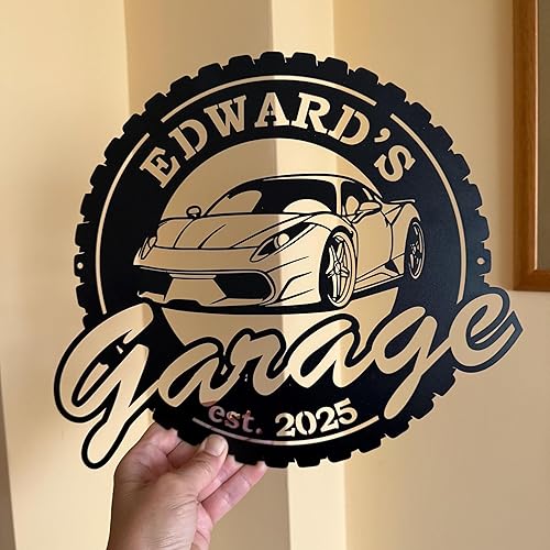 Miniatura 6 de Letrero de nombre de garaje personalizado, letreros metálicos personalizados para taller de mecánico, regalos de mecánico, regalo de arte de pared