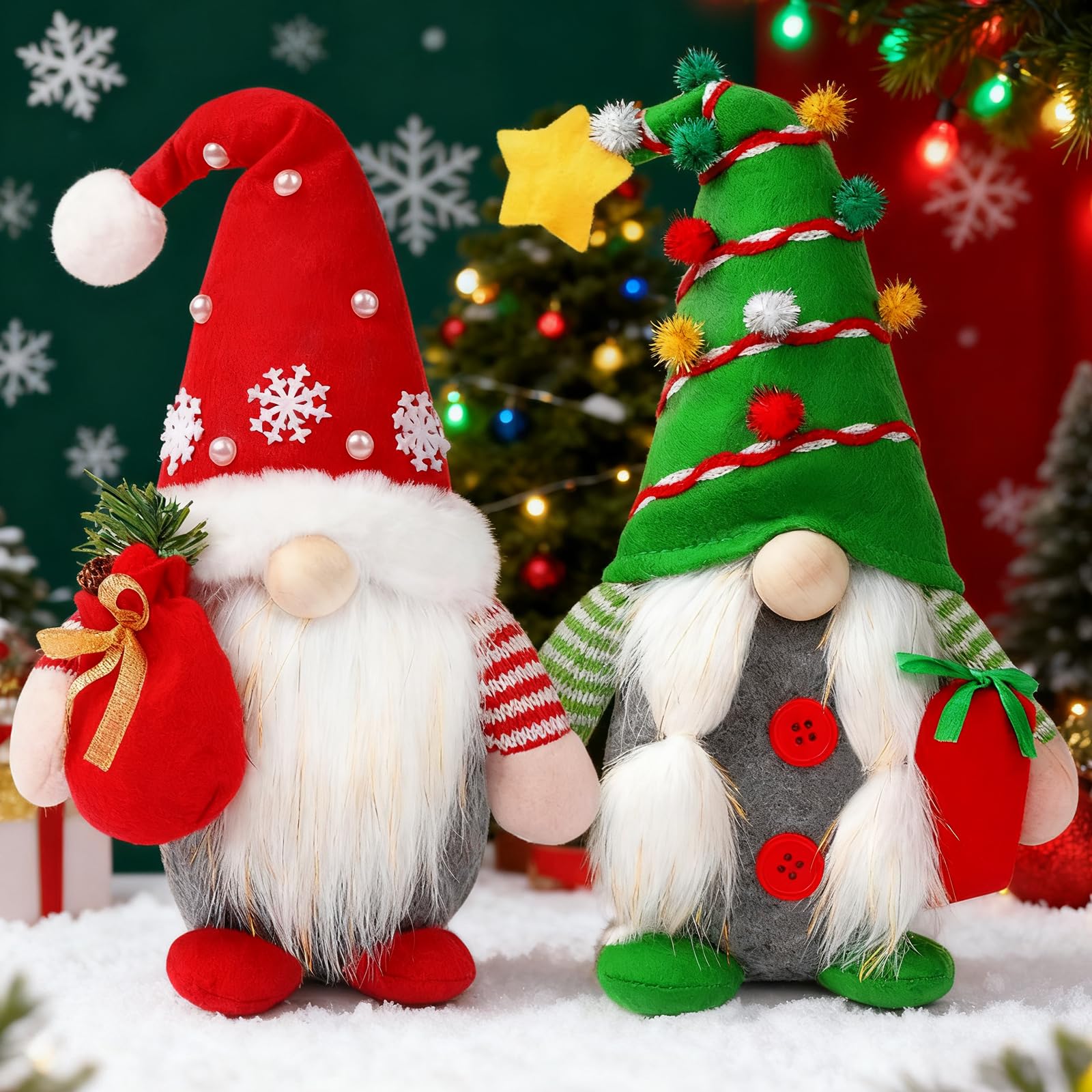 Bhina 2 Pezzi Gnomo di Natale,Decorazioni Gnomi Natalizi,Ornamenti Peluche Natalizi Gnomi,Bambola Senza Volto Natale,Usato per Fare Regali e Decorare Il Soggiorno, Camera da Letto, Studio, L'Ufficio