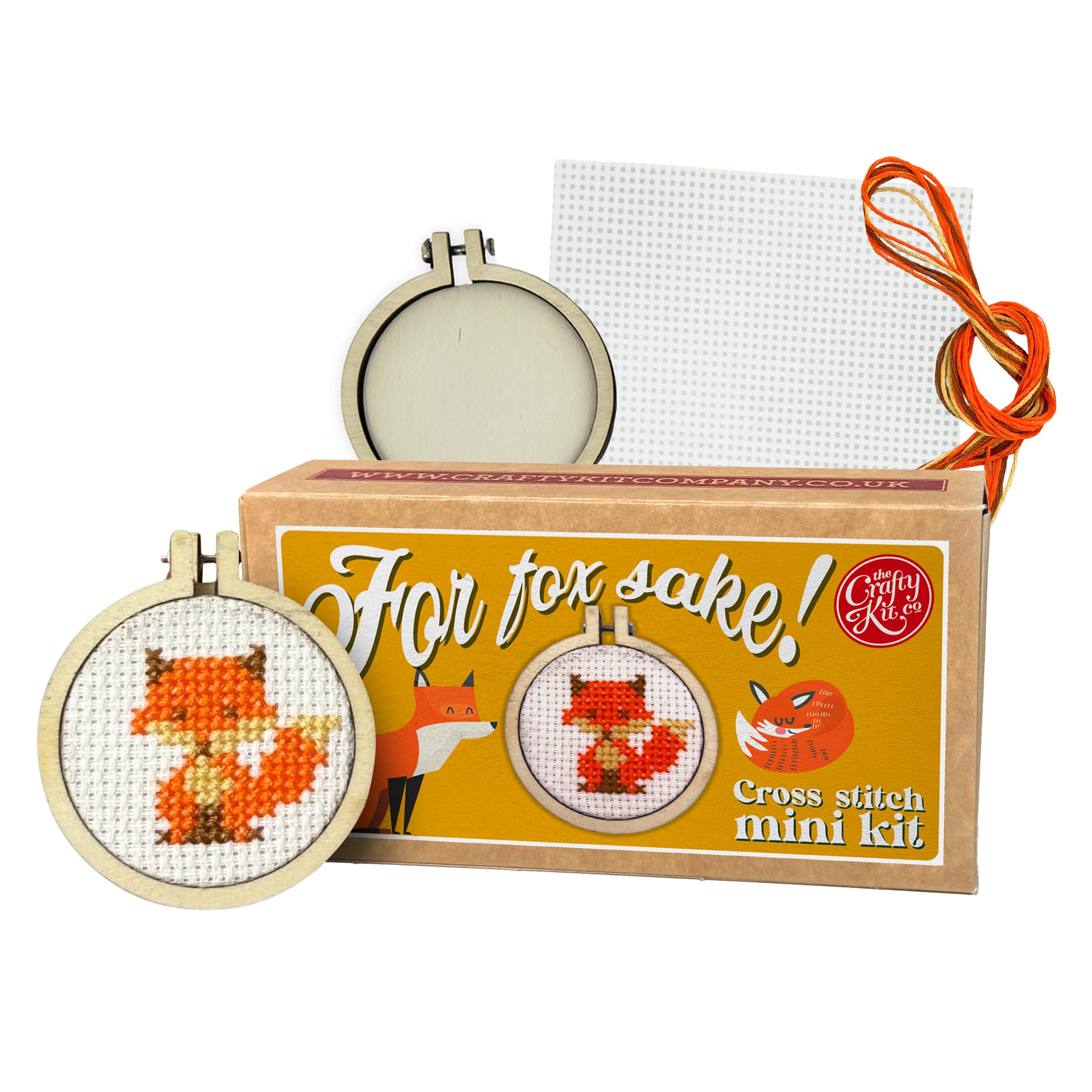 The Crafty Kit Multicolour Company Embroidery Starter Kit & Cross Stitch Kit - For Fox Sake! Mini Matchbox Keyring | Eco-Friendly Diy Craft Kit For Adults & Kids - Handmade Gift Made In Scotland