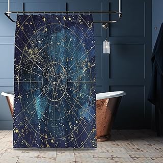 Hoisy Juego de anillos de cortina de ducha, juego de cortina de ducha con constelación de estrellas, color verde malaquita, tamaño 120 x 200 cm