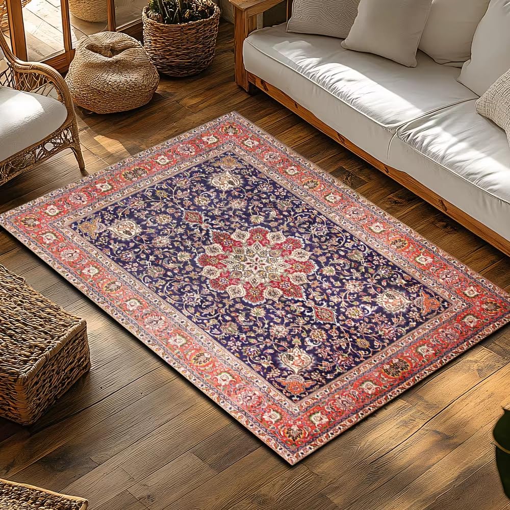 Tapis bohème pour salon chaleureux, style oriental abstrait et doux de 160x200cm