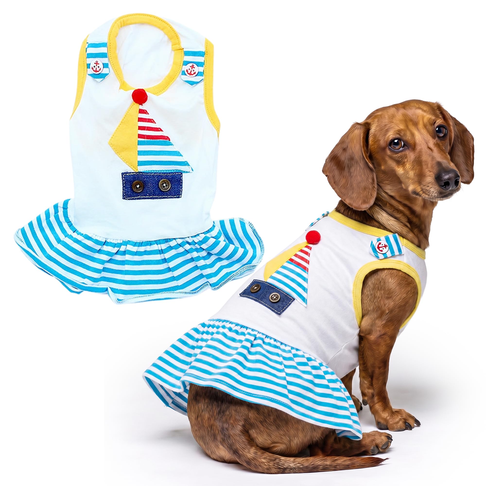 Parisian Pet Dog Clothes Cat Apparel Outfits Boat Dress, L — image 1