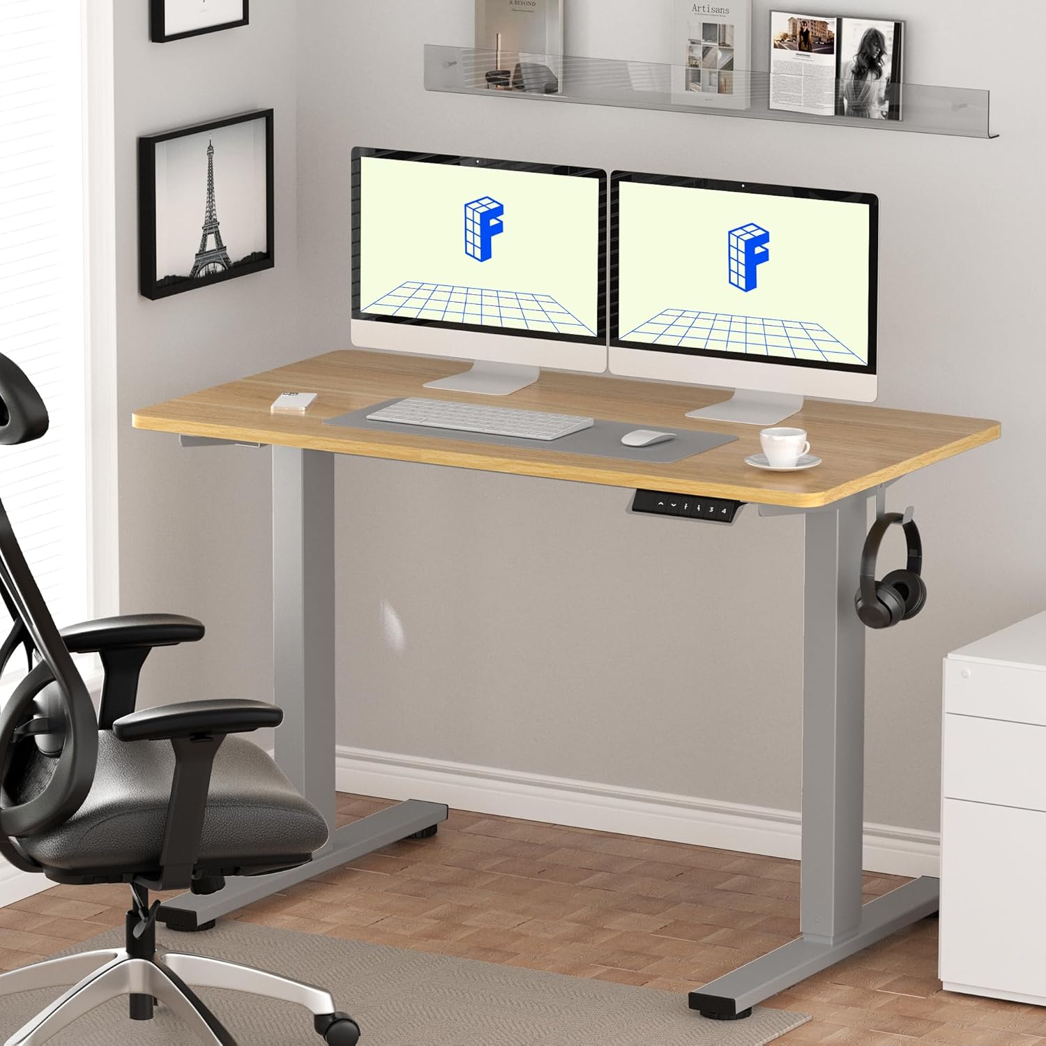 FLEXISPOT EN1 One-Piece Standing Desk 40 x 24 Inches Height Adjustable Desk Electric Sit Stand Up Desk Home Office Desks Computer Workstation (White Frame + Maple Desktop) FLEXISPOT EN1 One-Piece Standing Desk 40 x 24 Inches Height Adjustable Desk Electric Sit Stand Up Desk Home Office Desks Computer Workstation (White Frame + Maple Desktop)