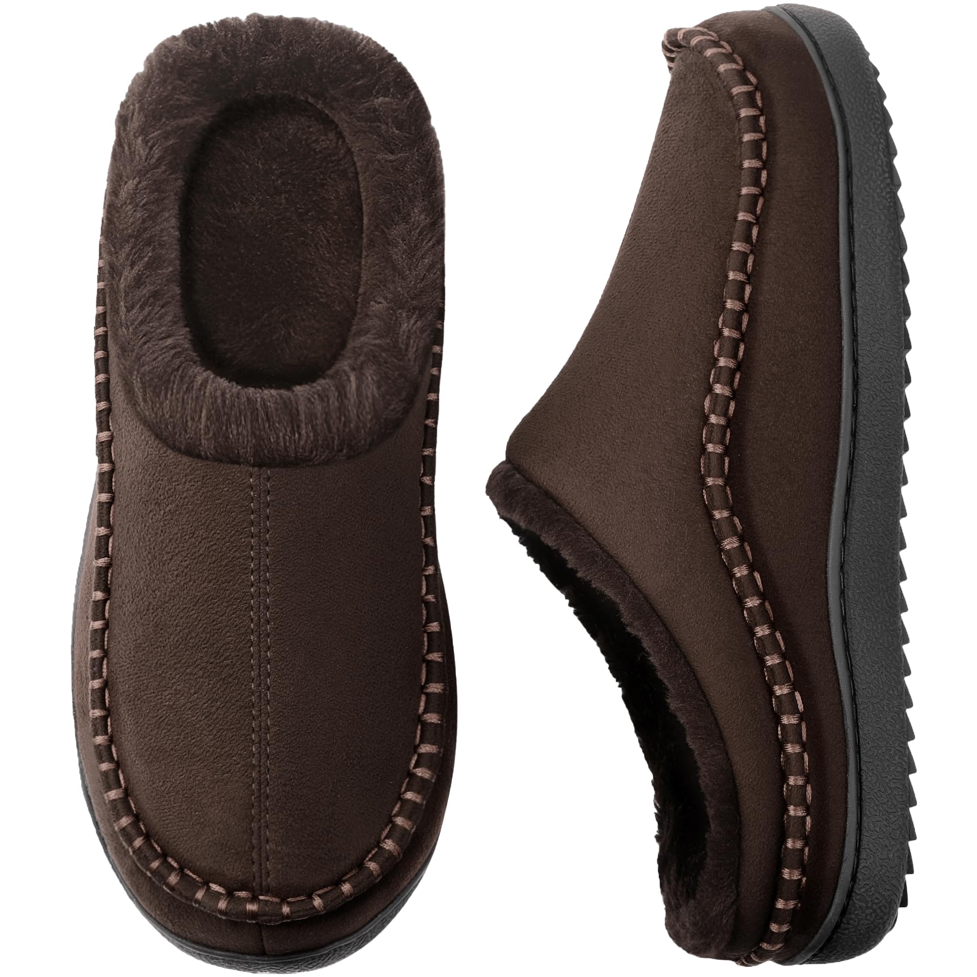 MIXIN Mens Slippers Indoor Outdoor Memory Foam Warm Fuzzy Fluffy Comfy House Shoes Anti-Slip Moccasin Slippers