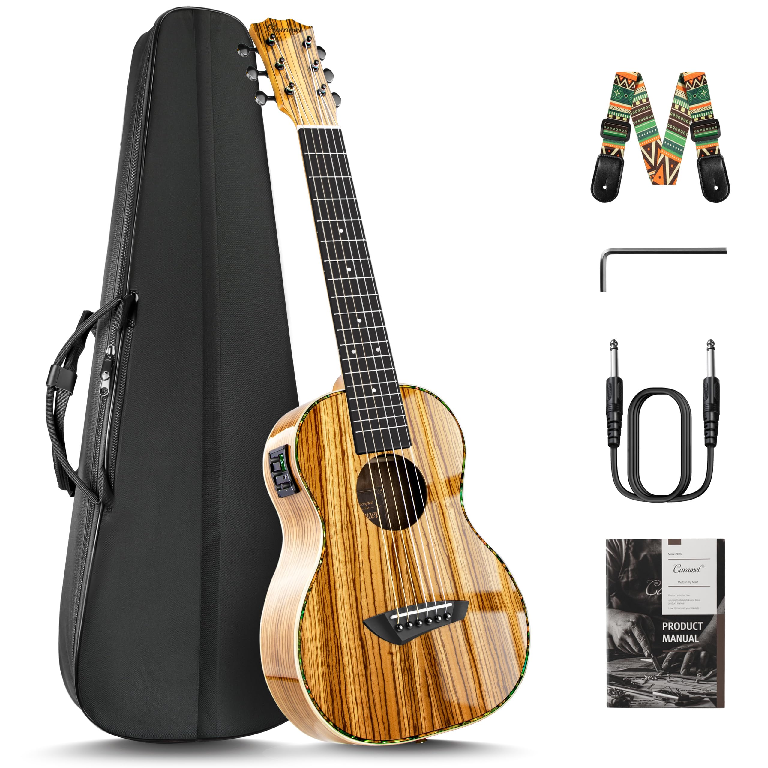 uku.lele ★2 Amazon.com: Caramel 6 String CB103G 30 Inch High Gloss Zebra Wood