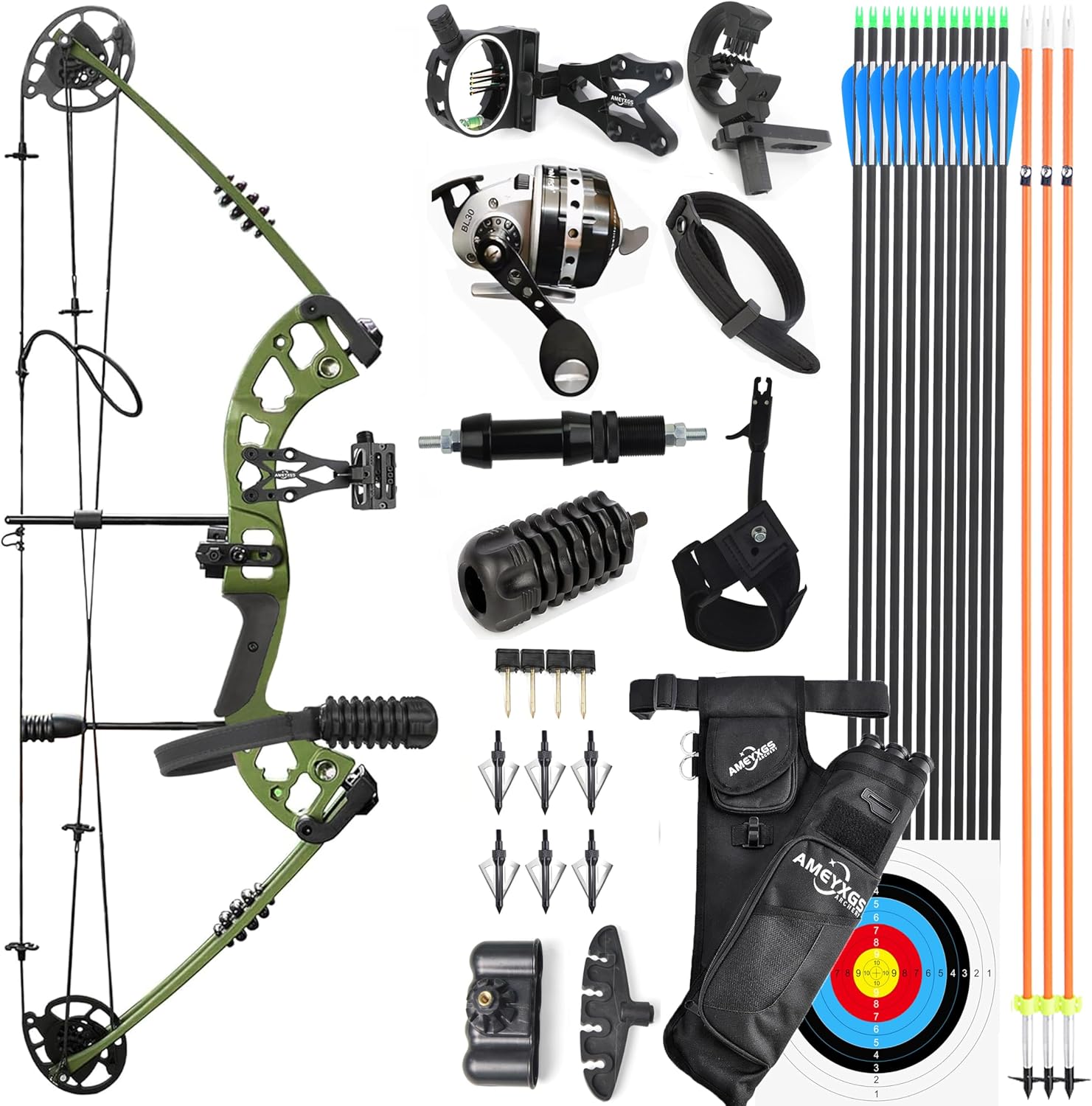 Archery Bowfishing Compound Bow Kit with Bowfishing Reel