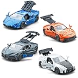 KIDAMI Racing Cars Toy Vehicles Set, Die Cast Metal Toy Cars with Pull Back & Doors Openable for Toddlers, Boys, Girls’ Educational Play, Birthday Gift
