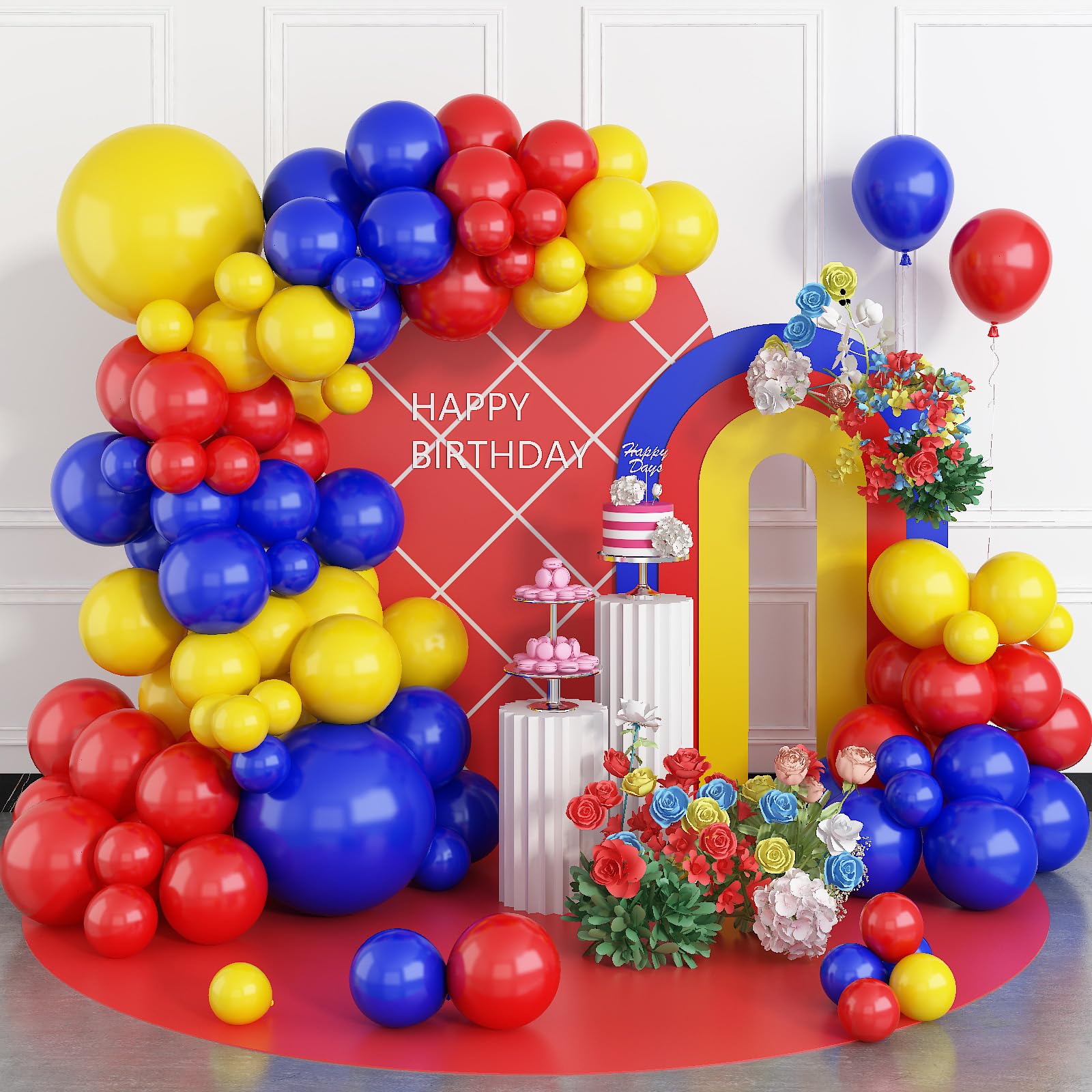 Amazon.com: Carnival Circus Balloons Arch, Red Blue Yellow Birthday ...