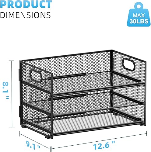 Miniatura 3 de Marbrasse Bandeja organizadora de papel de 3 niveles, organizador de archivos de malla con asa, organizador de escritorio clasificador de papel para
