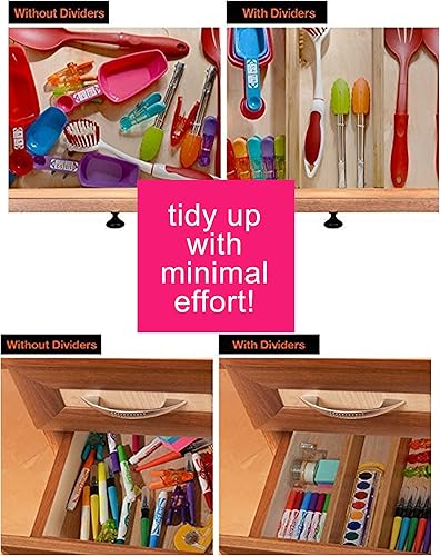 Miniatura 8 de RAPTUROUS Divisores de cajones de bambú, 4 unidades, divisores de cajones de cocina de 2.75 pulgadas de alto, con resorte, 17.5-22 pulgadas de