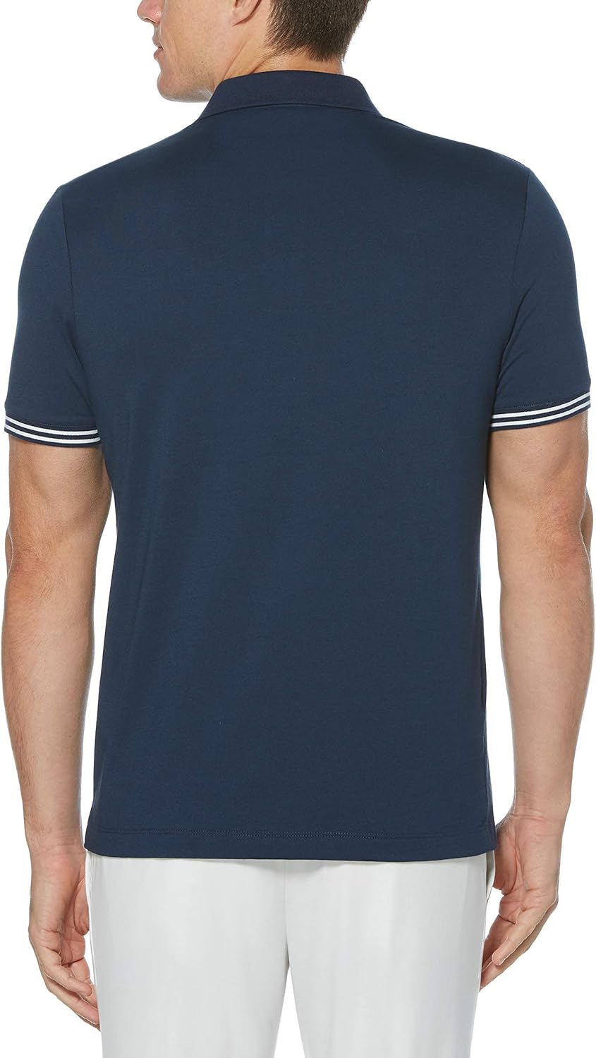 Perry Ellis Men's Icon Polo Shirt with Solid, Breathable, Moisture-Wicking Fabric (Sizes Small-5xl) Small Solid Ink Blue
