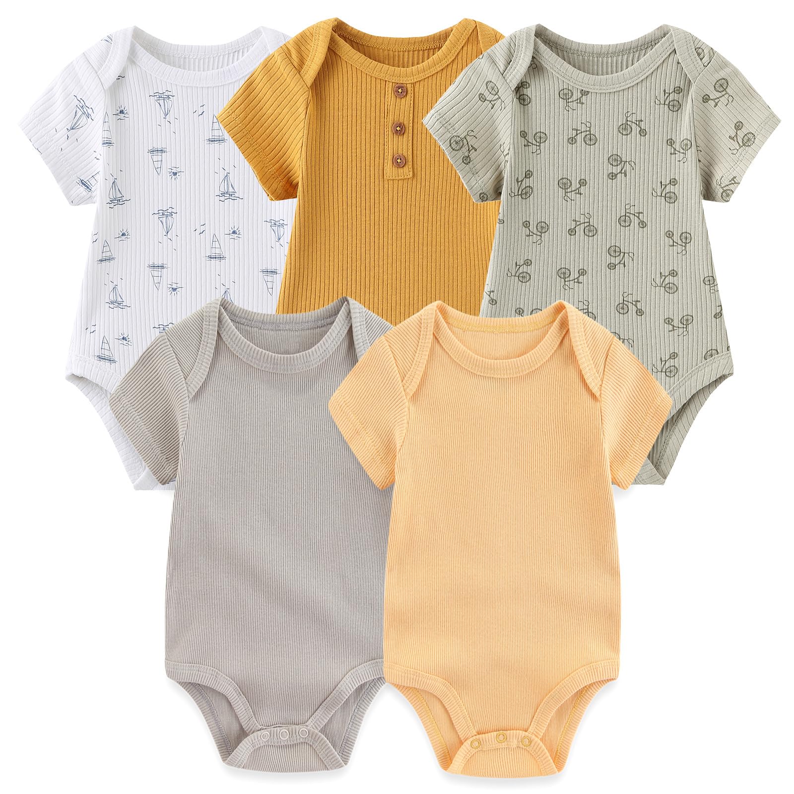 MAMIMAKA Newborn Baby Layette Gift Set 10-Piece Baby Boy Girl Short Sleeve Bodysuits with Pants Infant Outfit Essentials, 3-6 Months