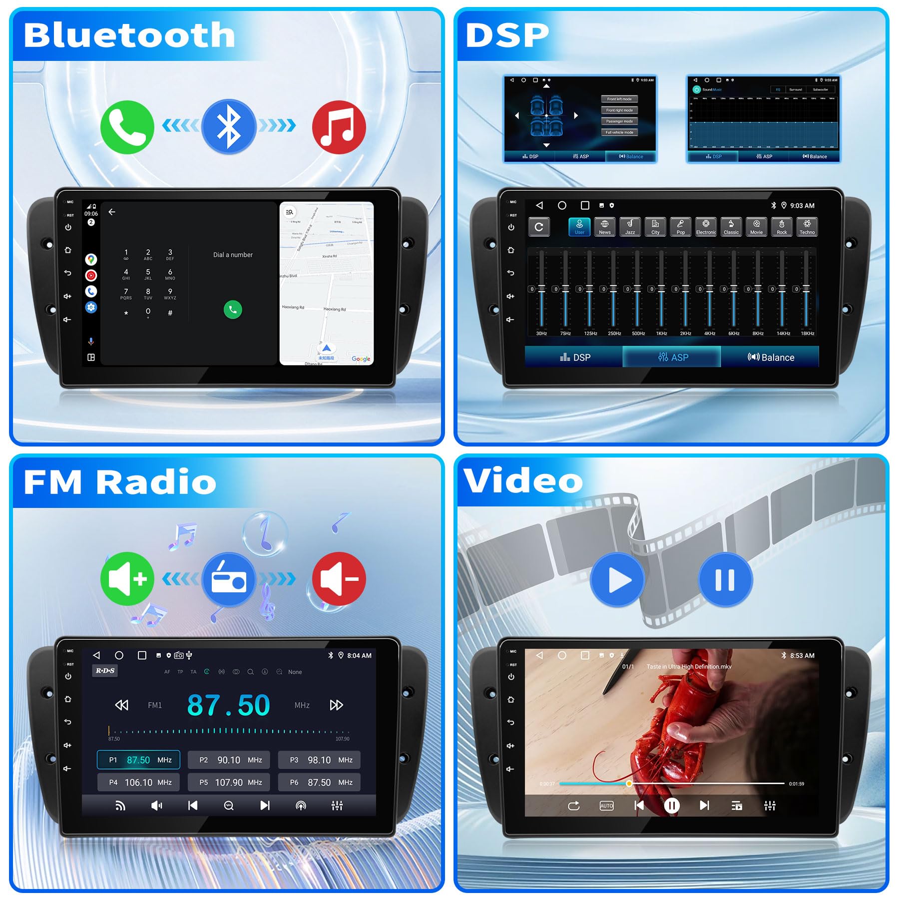 Autoradio für Seat Ibiza 6J 2009 2010 2011 2012 2013, Android 12 GPS FM 2+64G, 9 Zoll Touchscreen, Unterstützt Navigation Carplay Android Auto Bluetooth 5.0 WiFi Stimmenkontrolle Radio