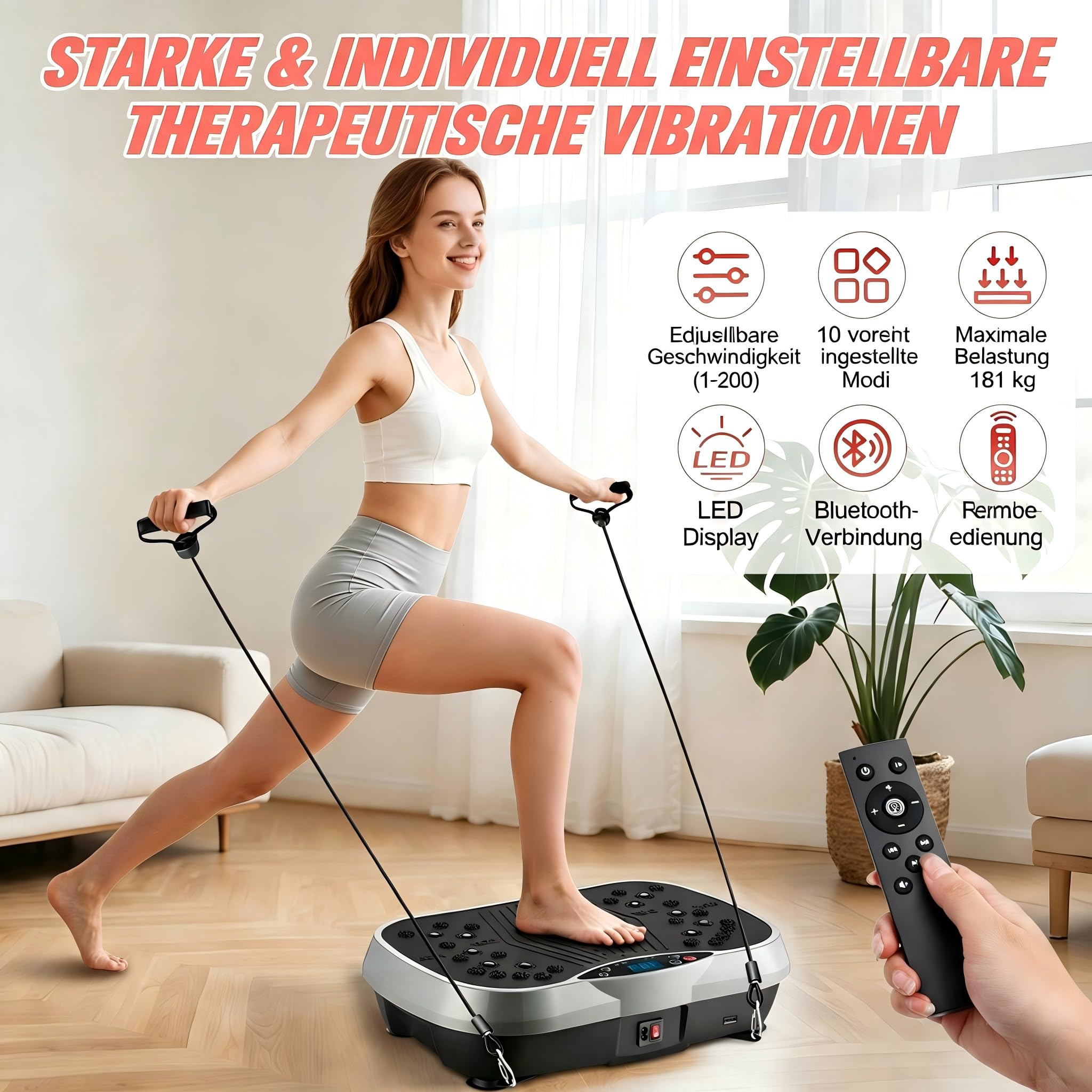 Vibrationsplatte Mit Lymphdrainage, Leiser Motor, Bis 220kg