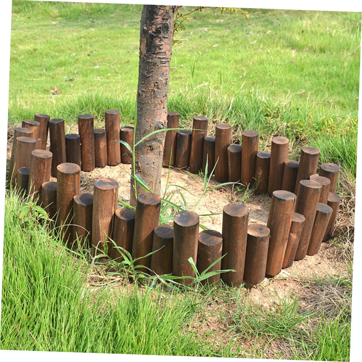 1m Log Edging Border for Garden Lawn Carbonized Solid Wood Flexible Design for Outdoor Landscaping Anticorrosive Material for Garden Edging and Decorative Use