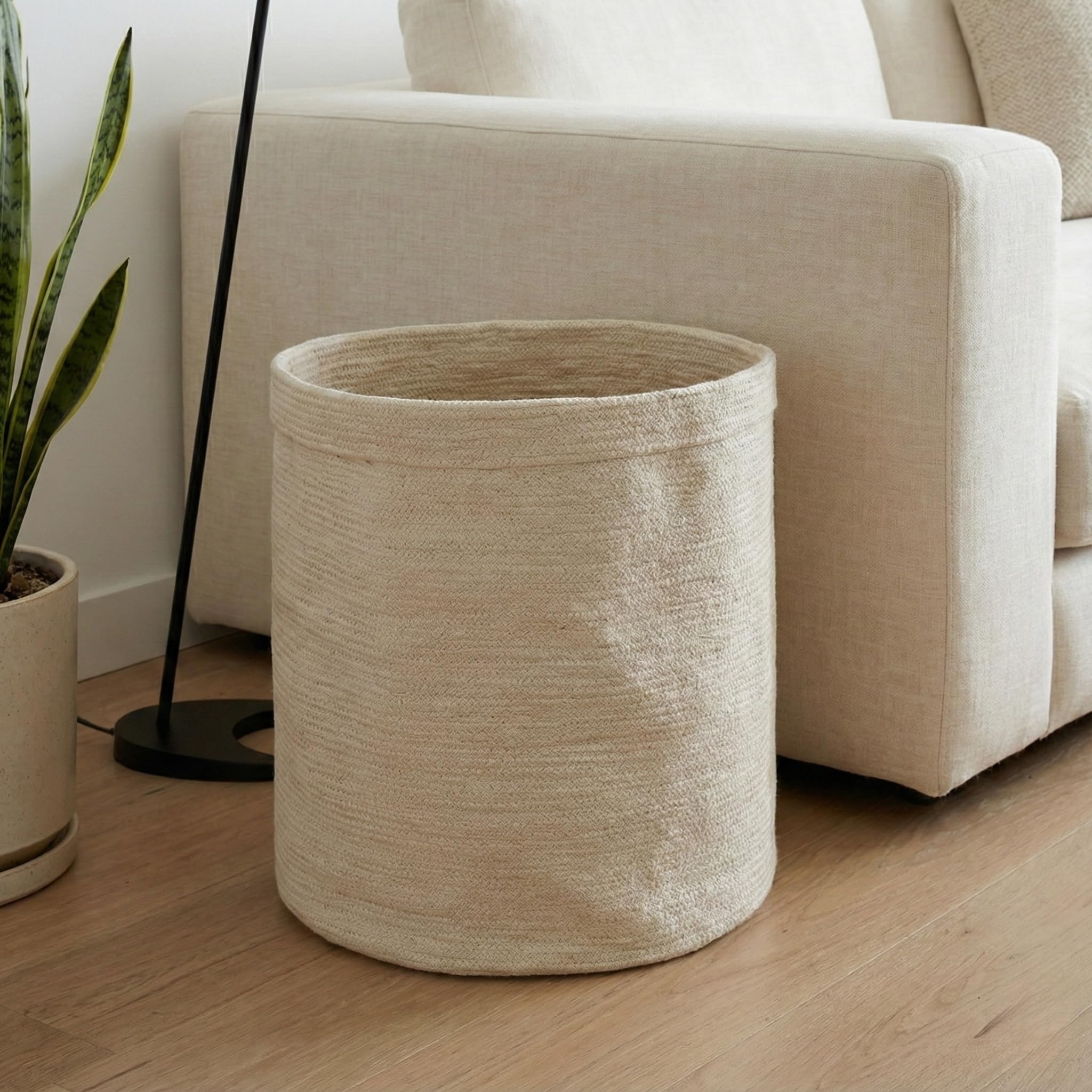 Olly & Rose Large Premium Woven Bleached White Jute Handmade Storage Baskets 40cm x 50cm Large Premium Display and Laundry Baskets Versatile Natural