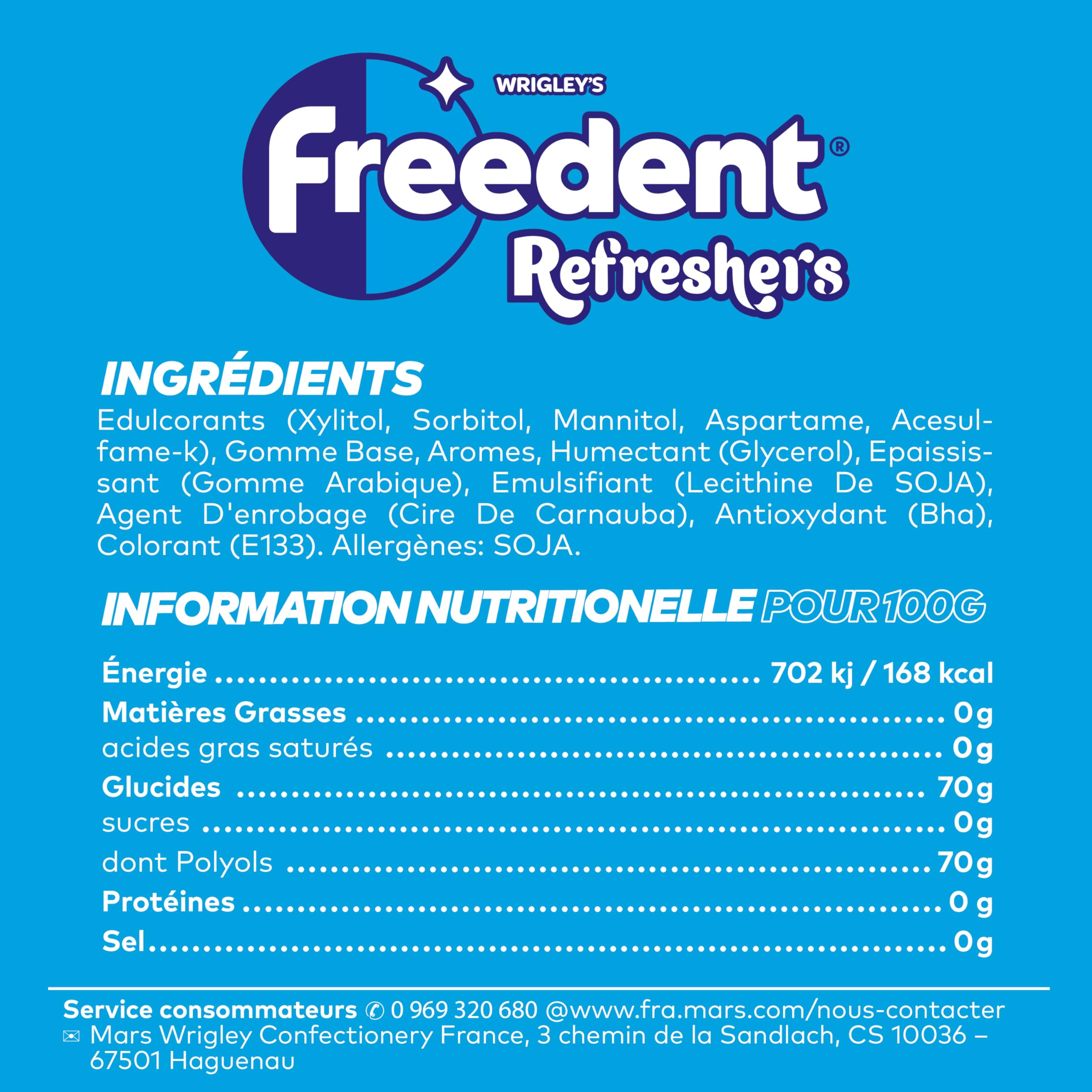 FREEDENT REFRESHERS - Chewing Gum Sans Sucre - Goût Bubble Menthe - 12 Paquet de 8 Dragées - Grand Format 96 Dragées