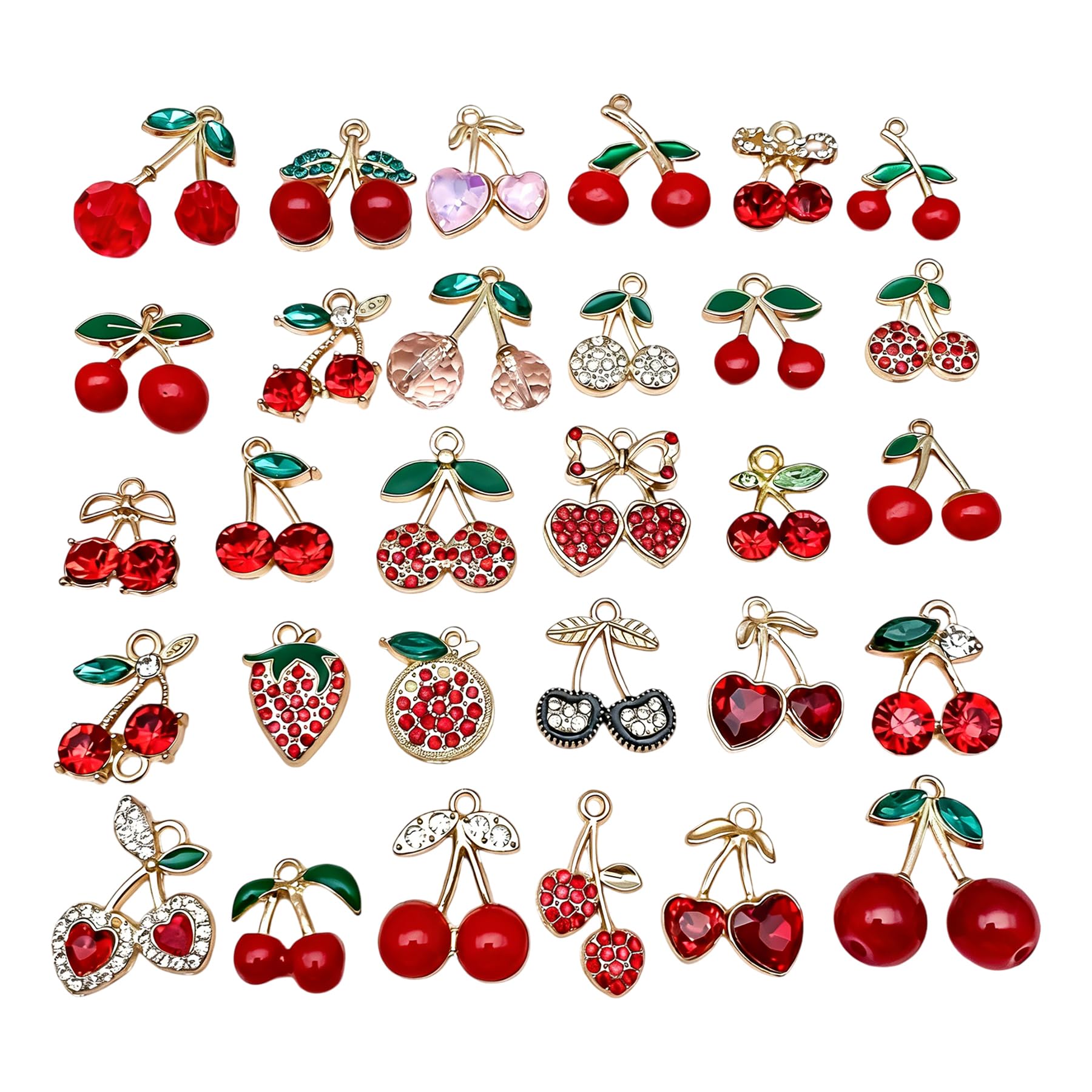 Cherry Charms - 30PCS Red Cherry Charms for Jewelry Making, Cute vSweet Strawberry Charm for Earrings Bracelets Necklaces Jewelry Making, DIY Earrings Keychains Craft Charm,Women Jewellry Accessories