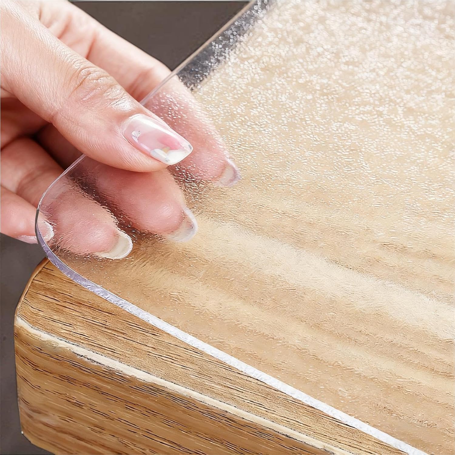 Frosted Clear Desk Mat 19"x 33", 2mm Thick Clear Table Cover Protector - PVC Writing Pad Round Edge, Waterproof Wipeable Non-Slip Desk Protector for Home Office, Dining Room, Kitchen