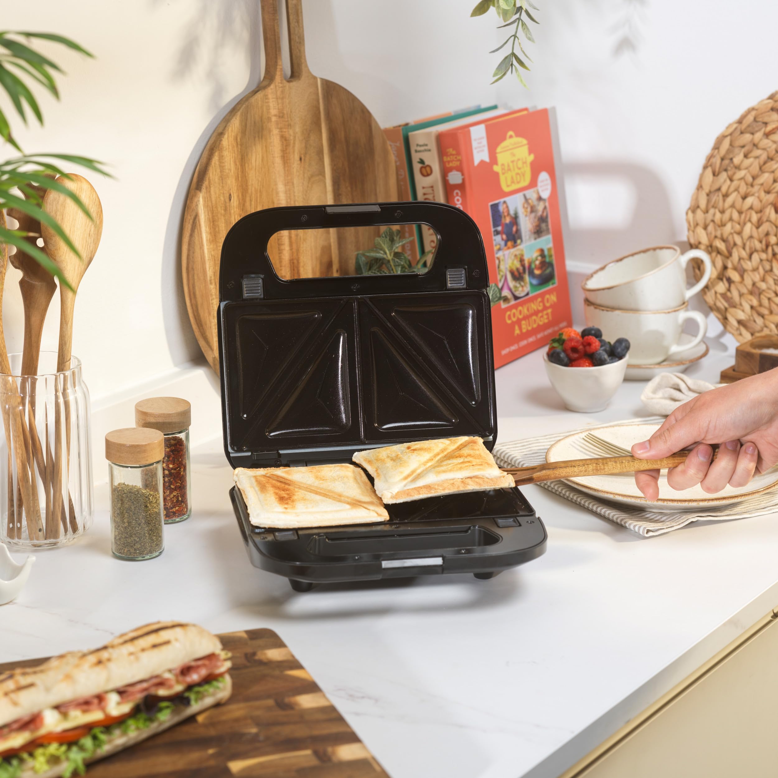 Salter 3-en-1 Snack Maker - Croque-monsieur, Gaufres, Paninis, Plaques Antiadhésives Amovibles Sans PFAS, Contrôle Automatique de la Température, Voyants d'Alimentation/Prêt, 750 W