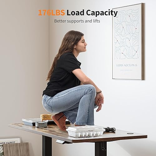 Miniatura 4 de BANTI Escritorio eléctrico de pie de 40 x 24 pulgadas, escritorio de pie de altura ajustable, escritorio de oficina en casa, parte superior marrón