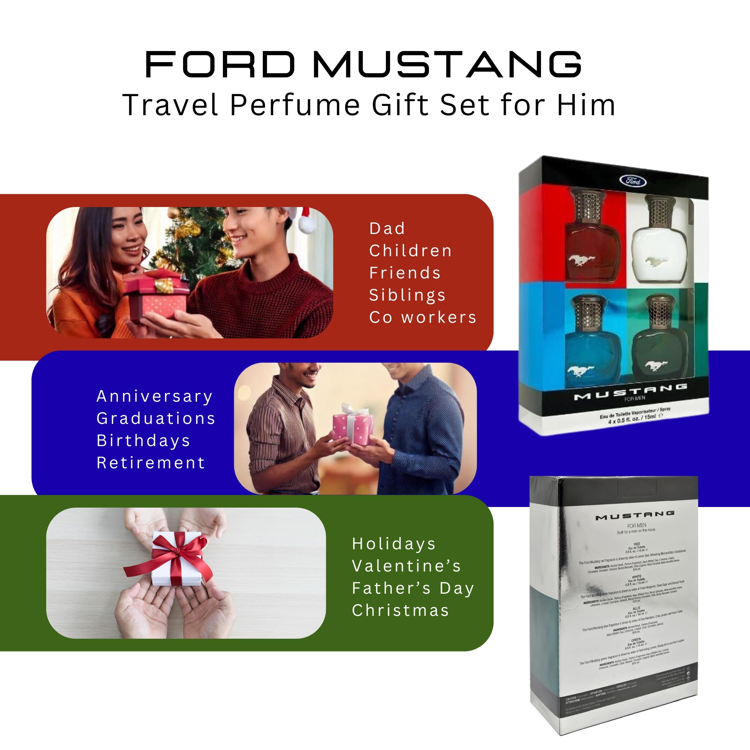 Mustang Perfume for Men Variety Gift Set Mini Travel Sprays EDT