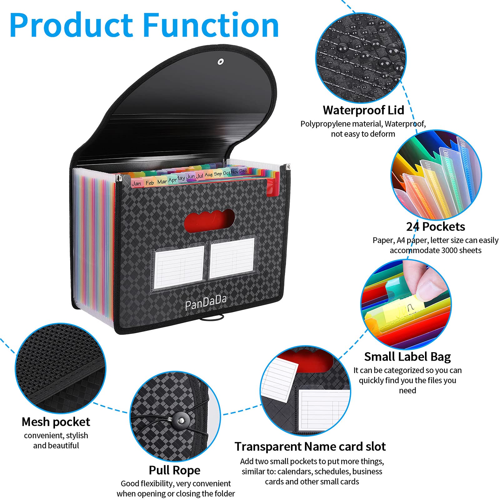 Expanding File Organisers, Document Organiser with 24 Pockets