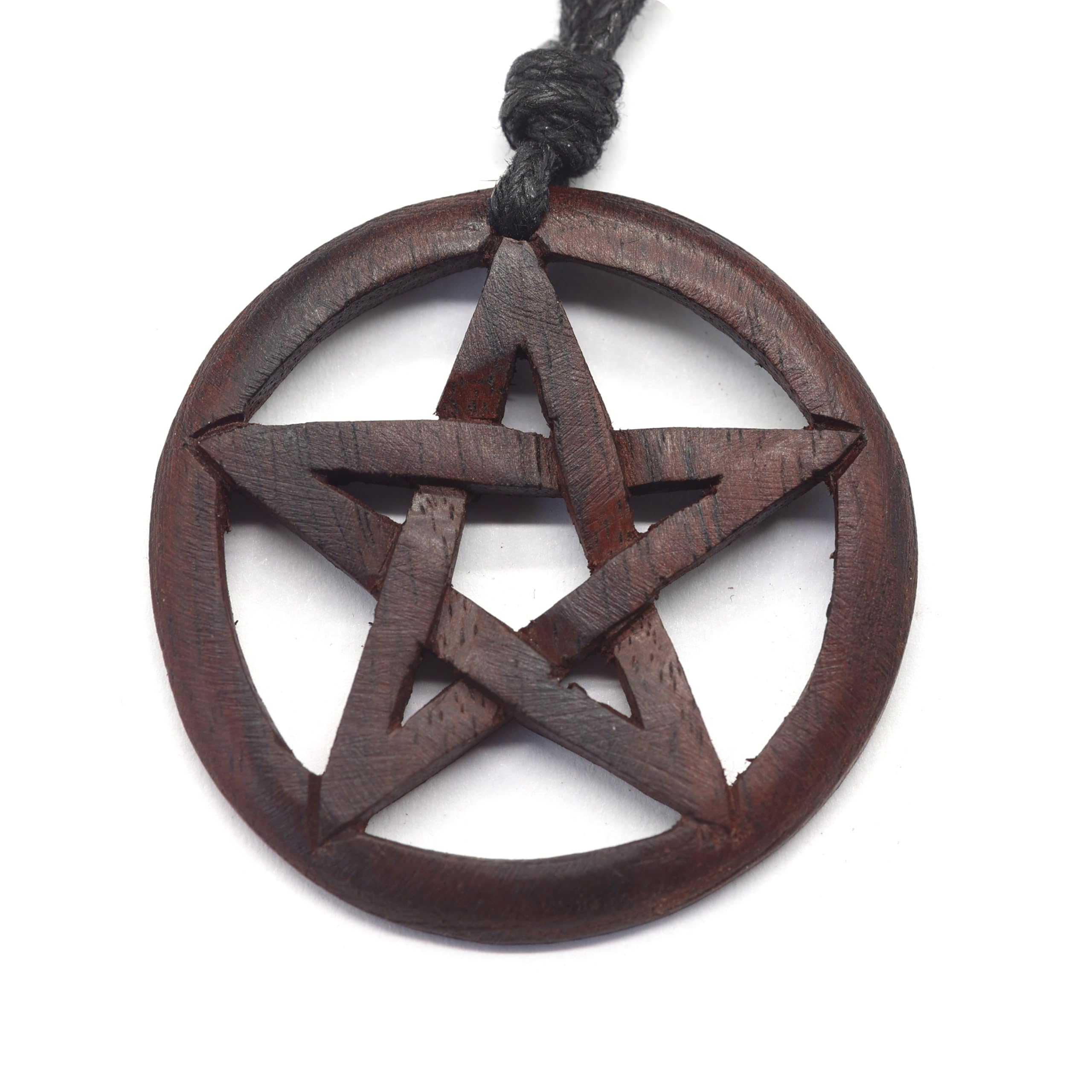 Pentagramm Halskette Schmuck Holz keltische Kette Drudenfuß zeitlos Wicca Kette natürlich Holzschmuck mit Band magischer Hexenstern Kettenanhänger