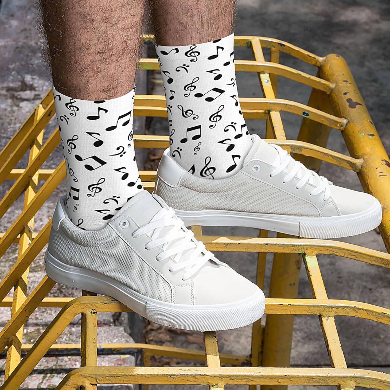 Music Notes Novelty Socks For Men Women, Funny Crazy Crew Socks Casual Dress Socks Gifts - Image 7