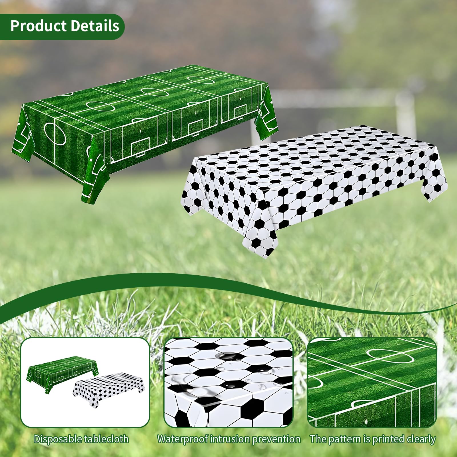 2 pezzi Tovaglie Compleanno Calcio Decorative, Decorazione Compleanno Calcio Impermeabile Antisporchimento, Tovaglia Tema Sport Festa Compleanno, Eventi Sportivi Decorazione Sala Pratica