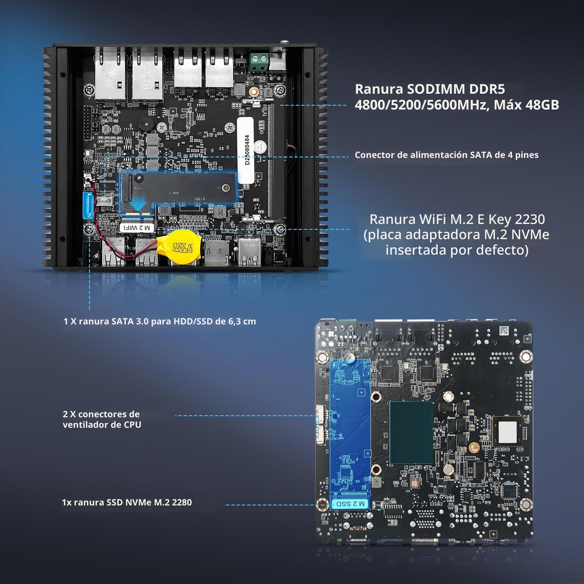 CWWK N150 Mini PC (Actualizado N100) Firewall con 4 Puertos 10GbE RJ45 + 2.5GbE LAN, S7 Pro OPNsense Appliance Mini Computer, Micro PC Barebone DDR5 SIN RAM/SSD, 2-NVMe, USB-C, TF