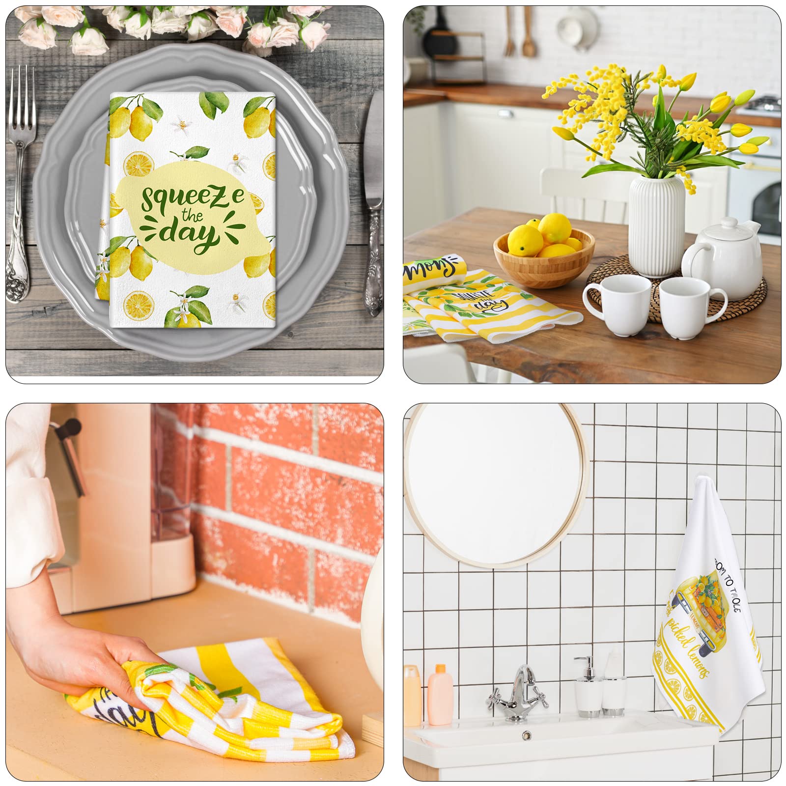 AMM Zitronen-Küchentücher Set – 2 Stück, Saugfähig & Dekorativ (40,6 X 68,9 Cm)