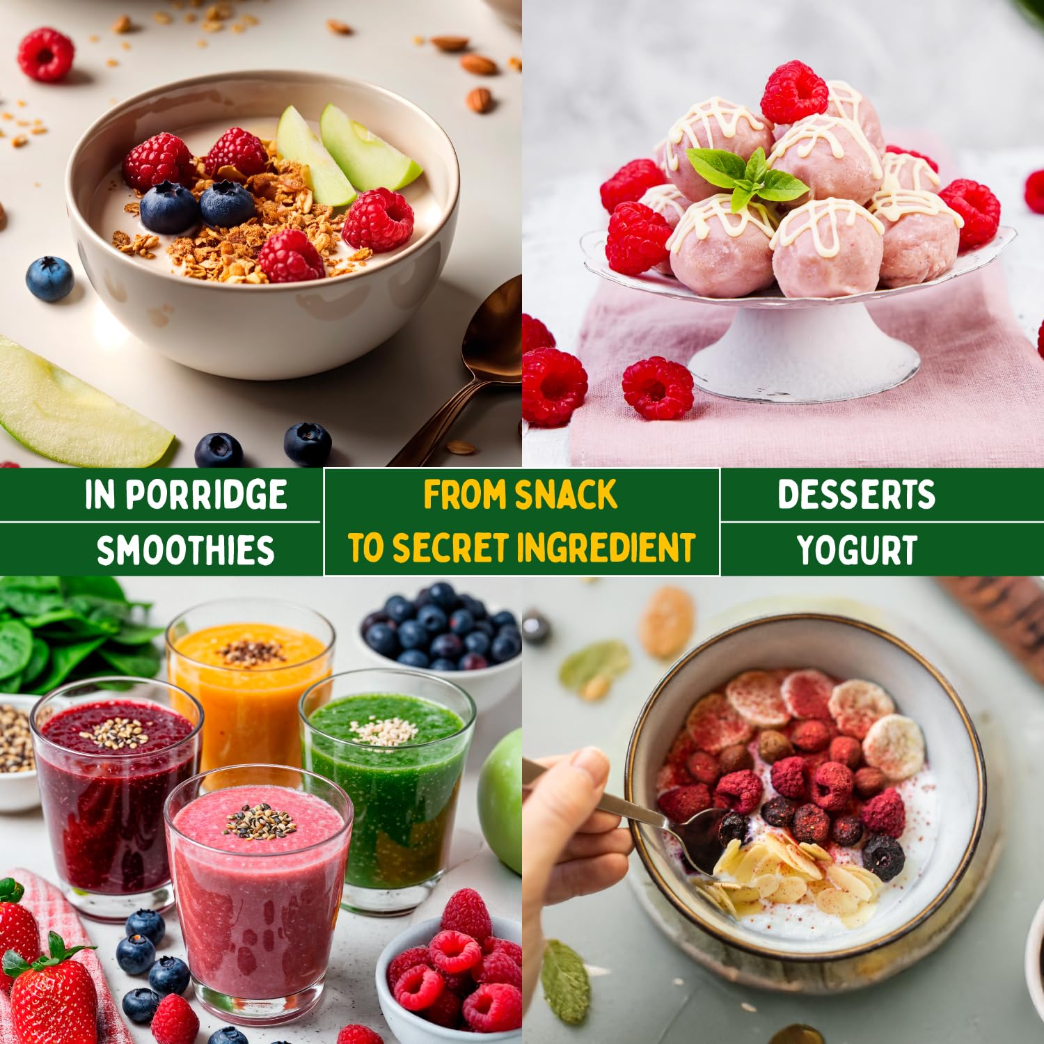 Miscela di frutta croccante liofilizzata, 12 confezioni da snack (9 x 11 g, 2 x 13 g, 1 x 20 g), fragole, lamponi, mele, anananas, mango, banane, mirtilli, spuntino senza zuccheri aggiunti