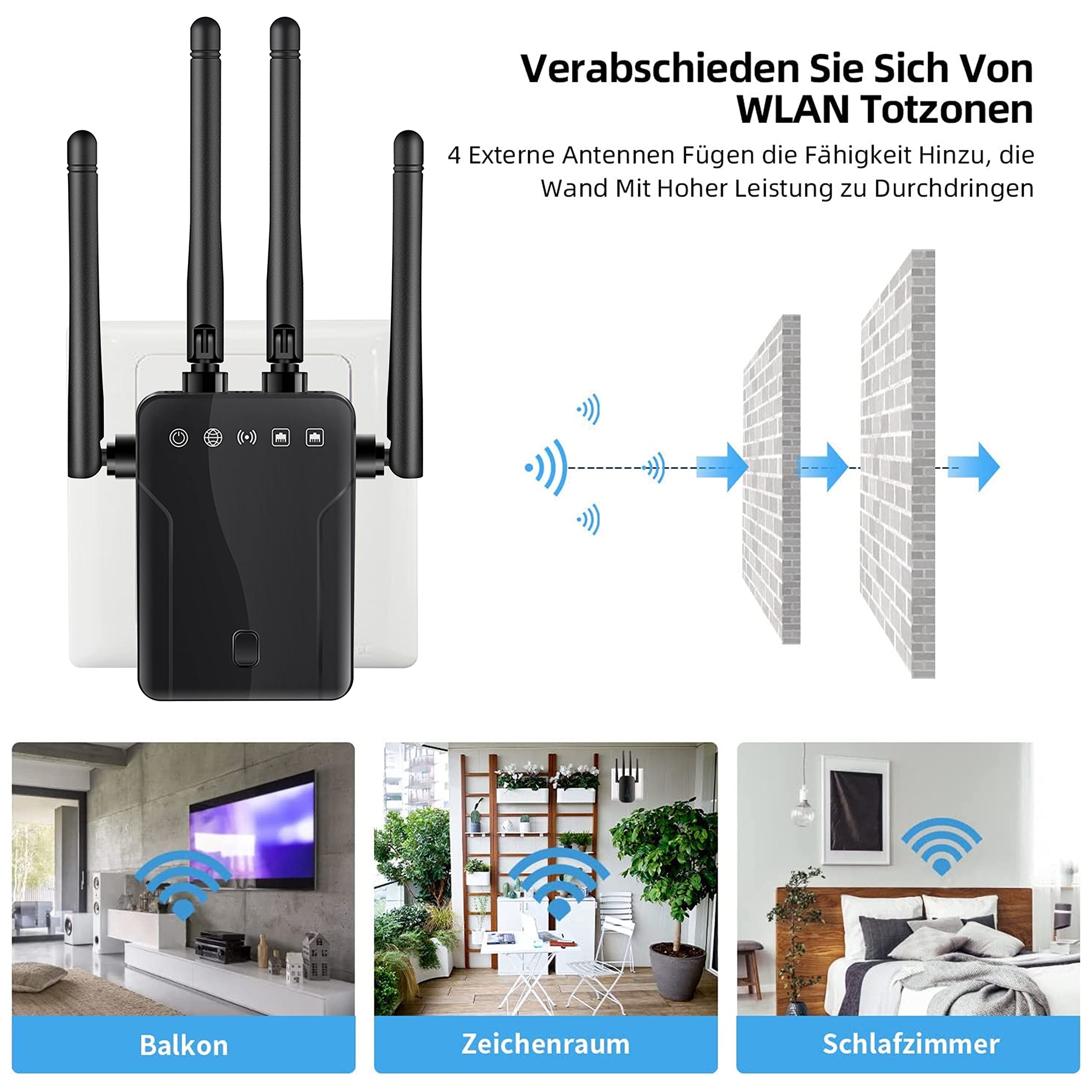 Ripetitore WiFi Wireless 5G 2.4G 1200 Mbps, Amplificatore Di Segnale A Lungo Raggio Con Doppia Antenna | Leroy Merlin - Foto 4