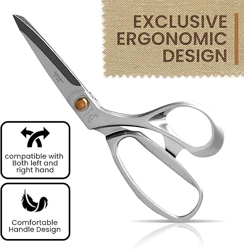 Miniatura 2 de ISEE FABRIC Tijeras de tela, hoja de acero inoxidable de 8.5 pulgadas, 0.098 in de grosor, tijeras artesanales para cortar con mango de aleación de