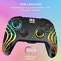Vista 4 de Turtle Beach Afterglow Wave Wireless RGB Gaming Controller - Officially Licensed for Nintendo Switch 2, Nintendo Switch/Switch Lite/OLED - TMR Negro