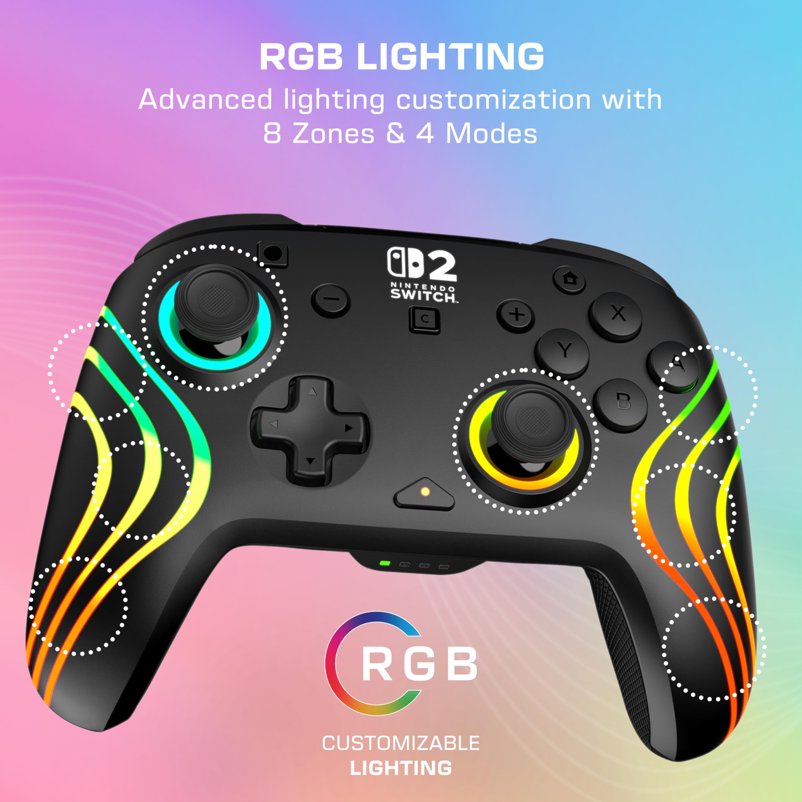 Turtle Beach Afterglow Nero Controller da gaming RGB wireless con licenza ufficiale per Nintendo Switch 2